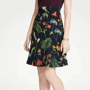 Ann Taylor Petite Wild Botanical High Rise Floral Flare Skirt